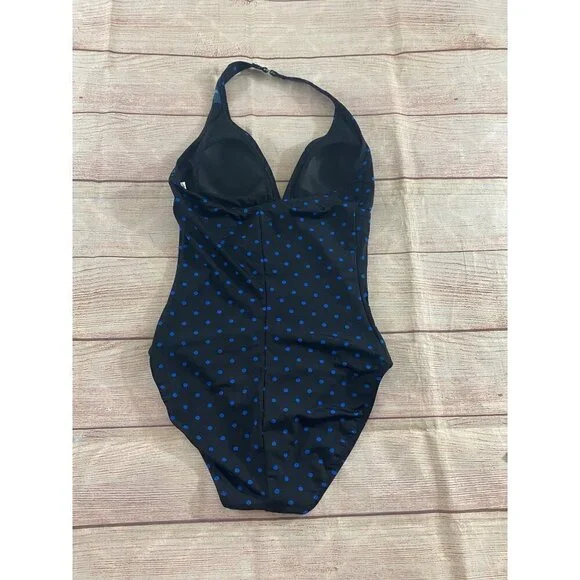 Speedo Women's Blue Polka Dot One Piece Swim Suit - 10 - Picture 9 of 12